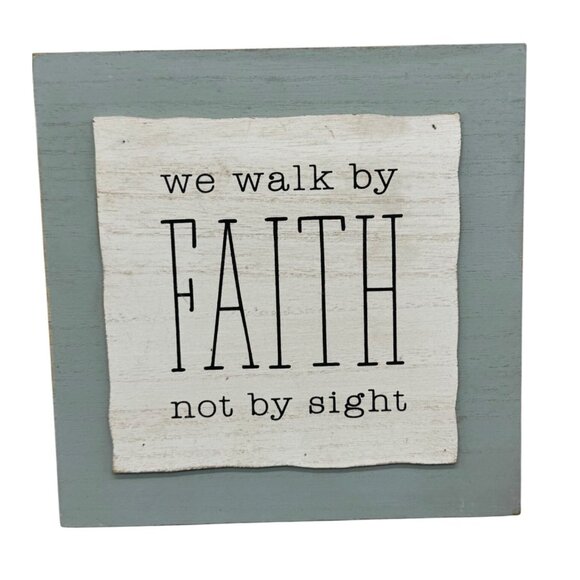 We Walk By Faith Not By Sight Rustic Wooden Wall Decor 8" x 8"  READ - Picture 1 of 10